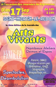 LA JOURNEE des ARTS VIVANTS – Dimanche 17 septembre à St Martin le Redon – de 10h à 19h