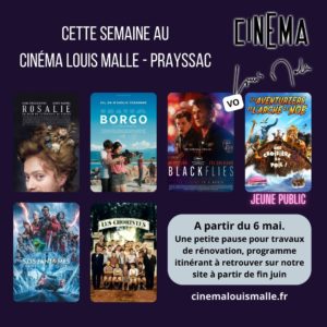 Cinéma Louis Malle de Prayssac /programme du 1er au 5 mai 2024